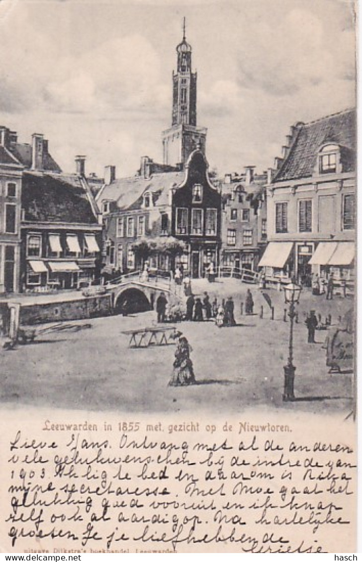 4844175Leeuwarden In 1855 Met Gezicht Op De Nieuwtoren.(poststempel 1902)(kleine Vouwen In De Hoeken) - Leeuwarden