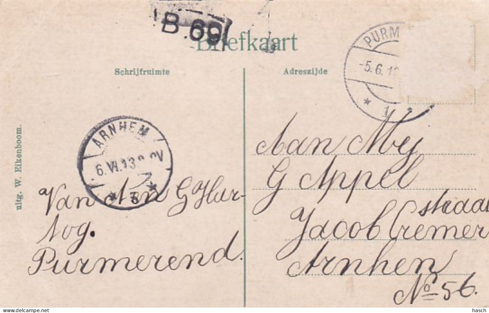 4844207Purmerend, Heerengracht Met Postkantoor.1913.(diverse Vouwen) - Purmerend