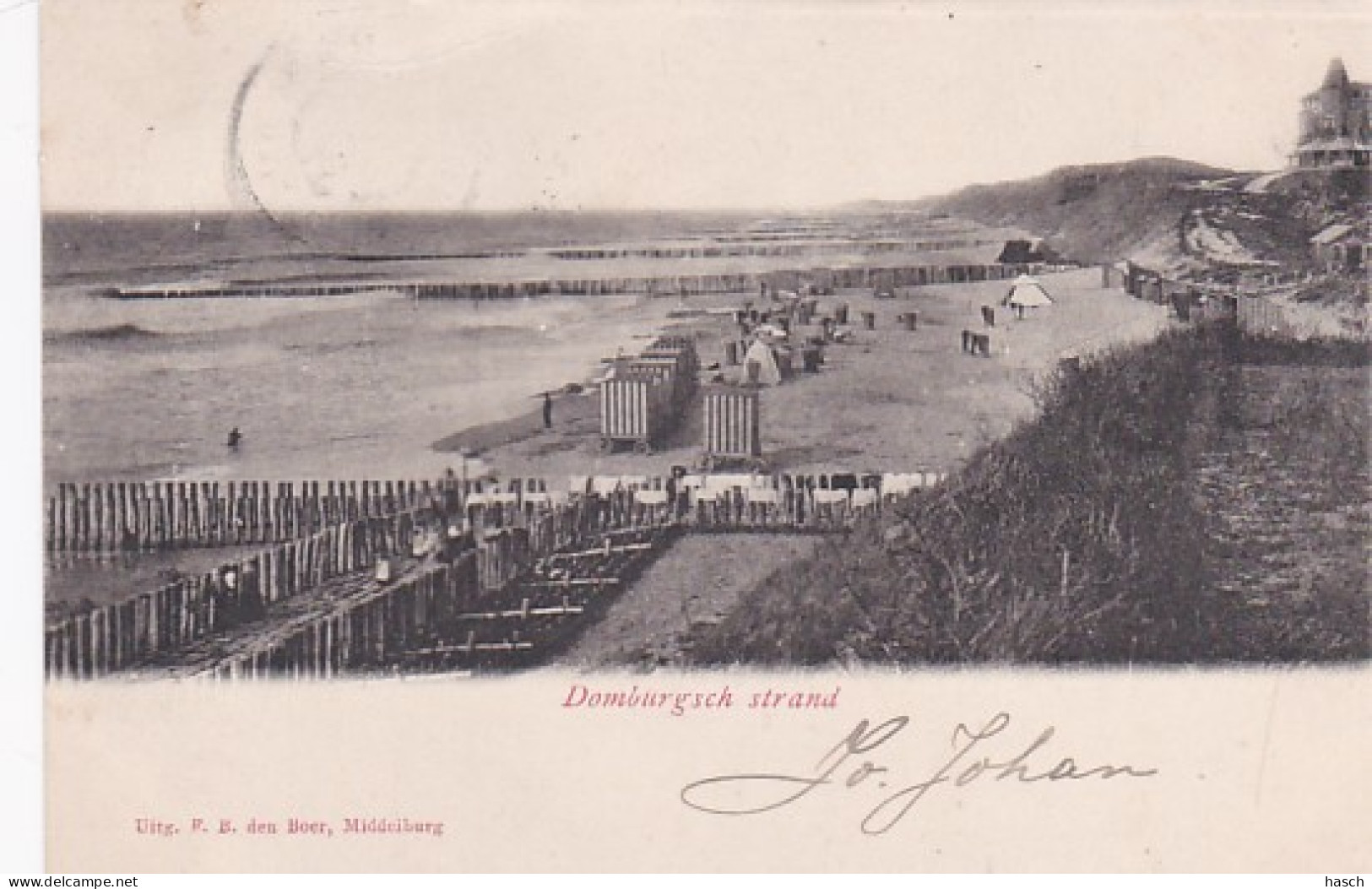 4844379Domburg, Domburgsch Strand. 1901.(kleine Vouw Linksboven) - Domburg