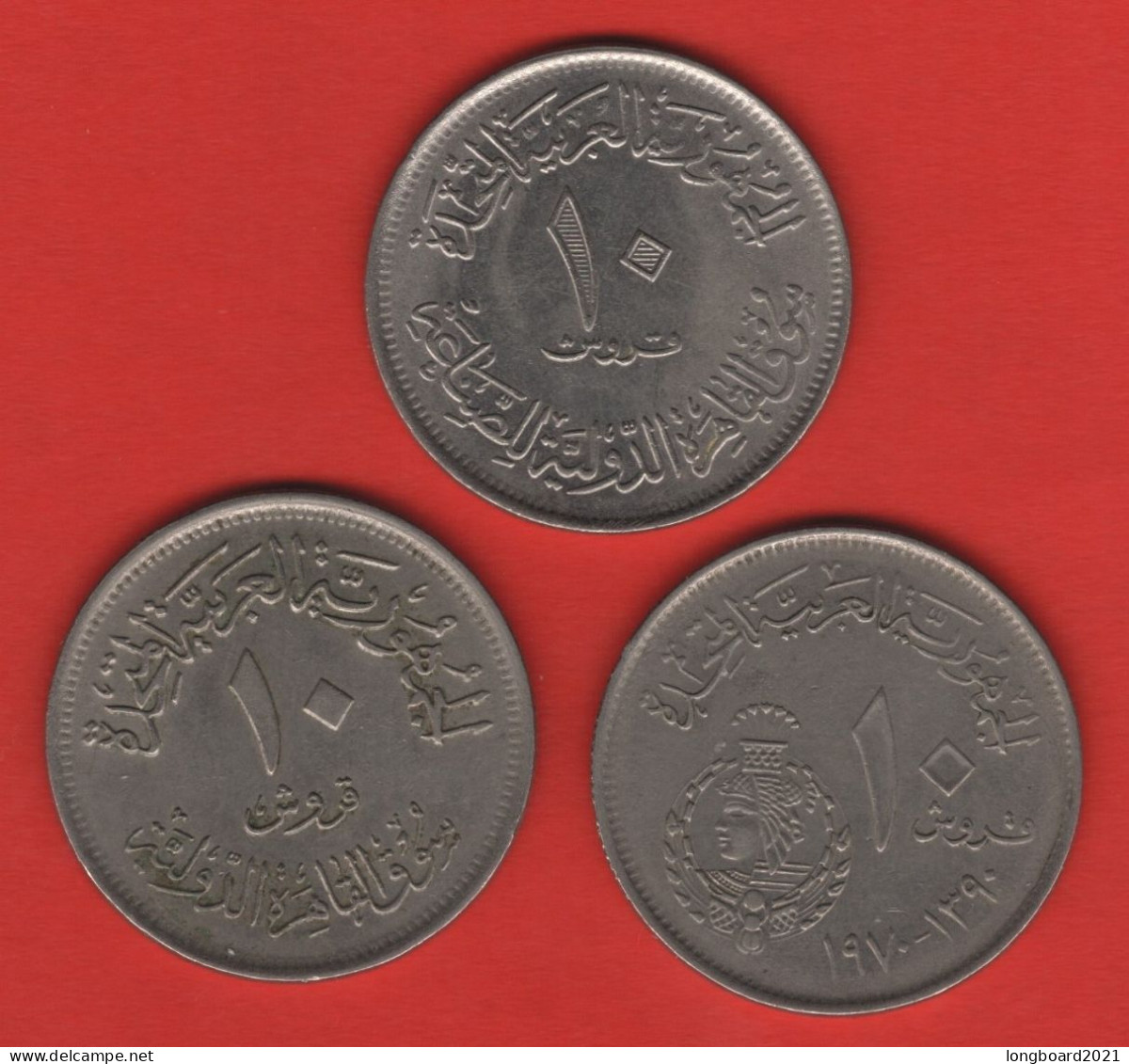 EGYPT - 3 X 10 PIASTRES 1970, 1971 - Egipto