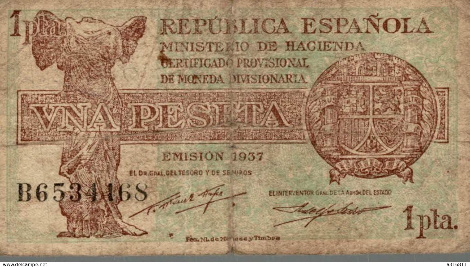 Republica Espagnola 1 Pta - 1-2 Pesetas