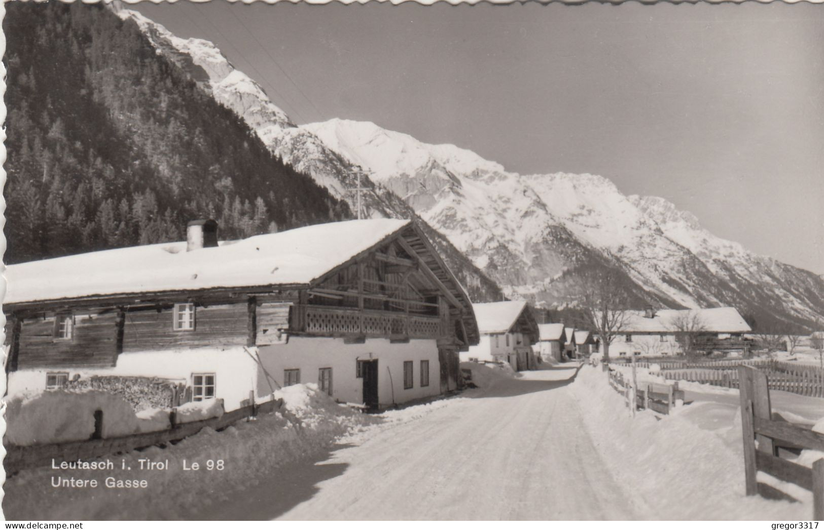 D8783) LEUTASCH I. Tirol - UNTERE GASSE - Tolle Verschneite Straßenansicht Mit Haus ALT - Leutasch