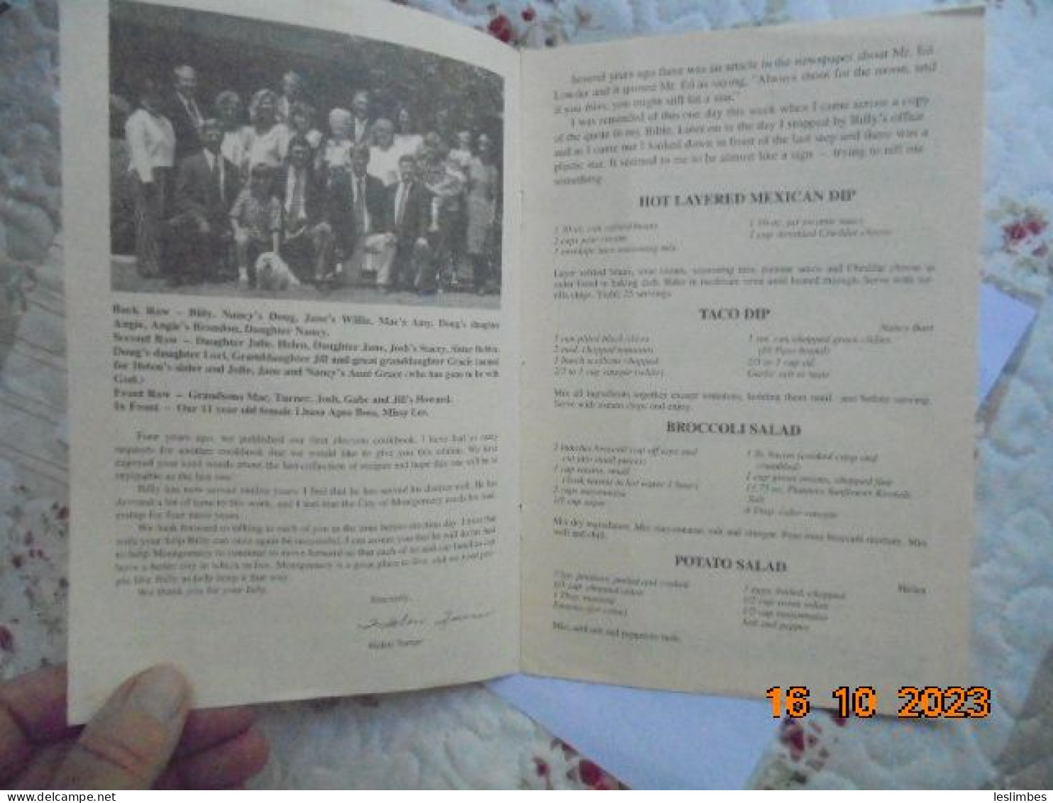 Favorite Recipes Of Mrs. Billy Turner: Re-elect Billy Turner Councilman, District 2, Montgomery, Alabama 1995 - Americana