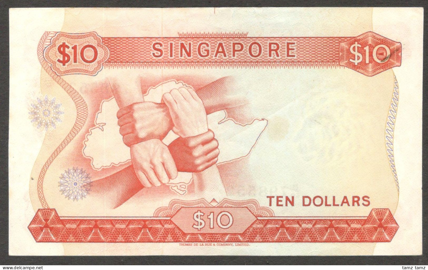 Singapore 10 Dollars Orchid Hon Sui Sen Red Seal 1973 XF+ - Singapore