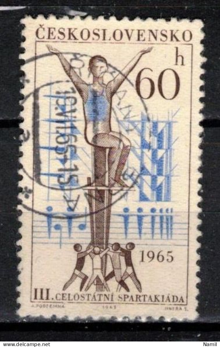 Tchécoslovaquie 1965 Mi 1539 (Yv 1405), Obliteré Varieté Position 29/2 - Errors, Freaks & Oddities (EFO)