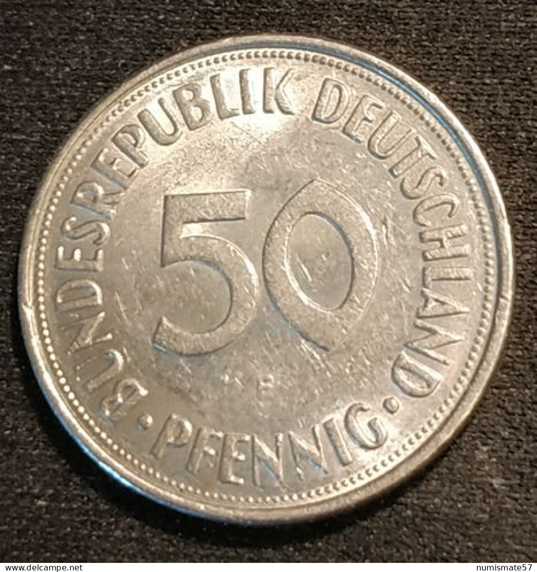 ALLEMAGNE - GERMANY - 50 PFENNIG 1973 F - Bundesrepublik Deutschland - KM 109.2 - ( Tranche Lisse ) - 50 Pfennig