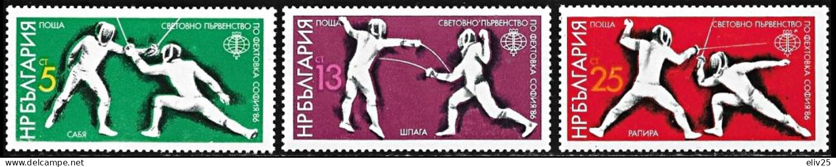 Bulgaria 1986, World Fencing Championship Sofia 1986 - 3 V. MNH - Fechten