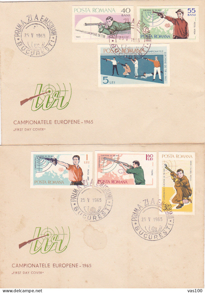 SPORTS, SHOOTING, EUROPEAN CHAMPIONSHIPS, COVER FDC, 2X, 1965, ROMANIA - Tir (Armes)