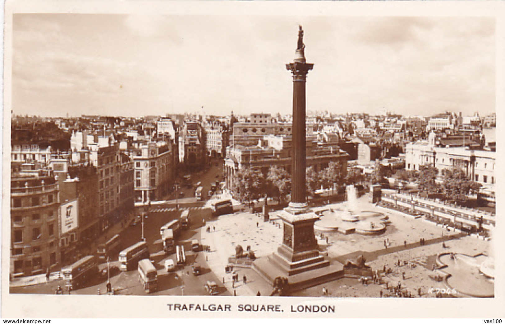 CPA LONDON- TRAFALGAR SQUARE, COLUMN, FOUNTAIN, BUSS, CAR, PEOPLE - Trafalgar Square