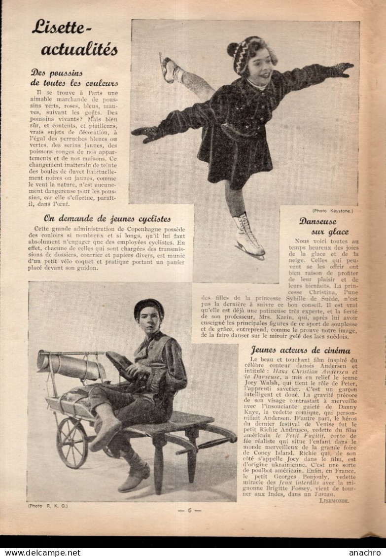 Magazine LISETTE  N° 2 Du 10 Janvier 1954 Dans La Neige - Lisette