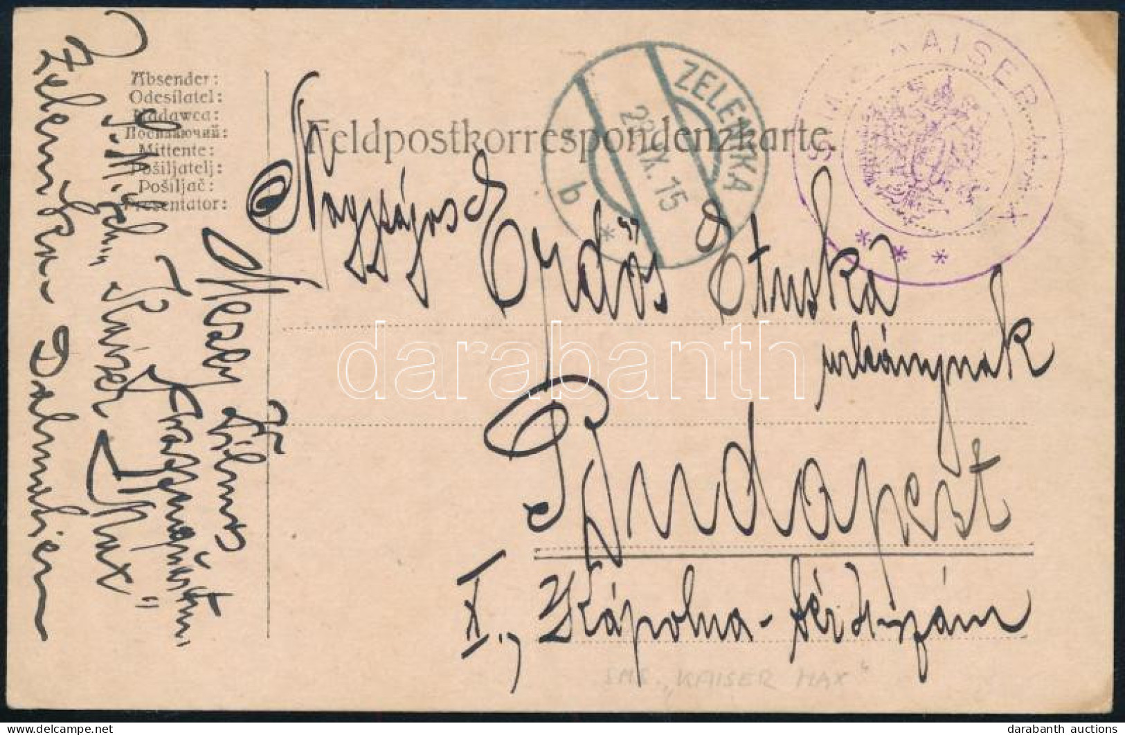 1915 Tábori Posta Levelezőlap "S.M.S. KAISER MAX" - Sonstige & Ohne Zuordnung