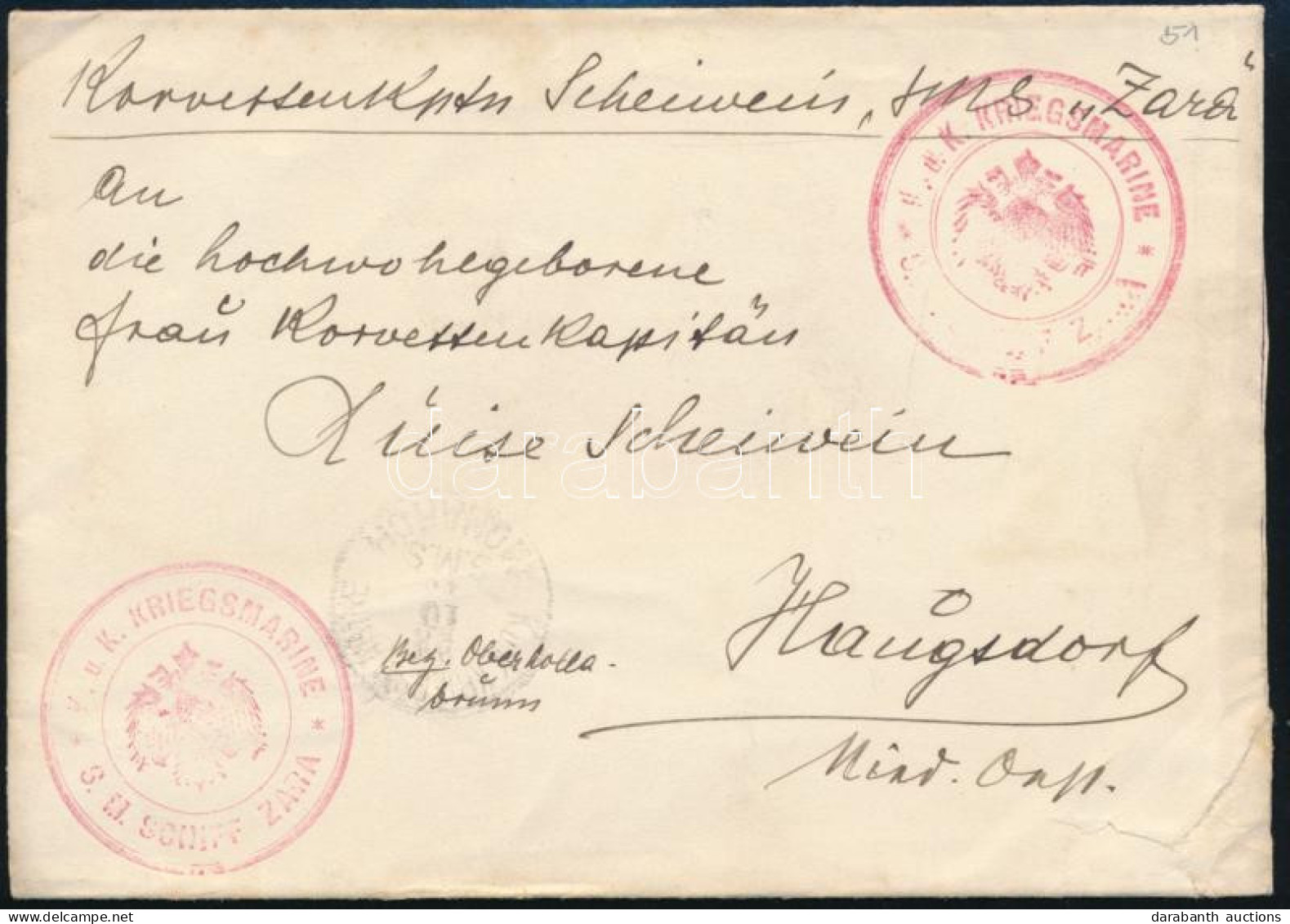 1916 Tábori Posta Levél "S.M. SCHIFF ZARA" - Andere & Zonder Classificatie