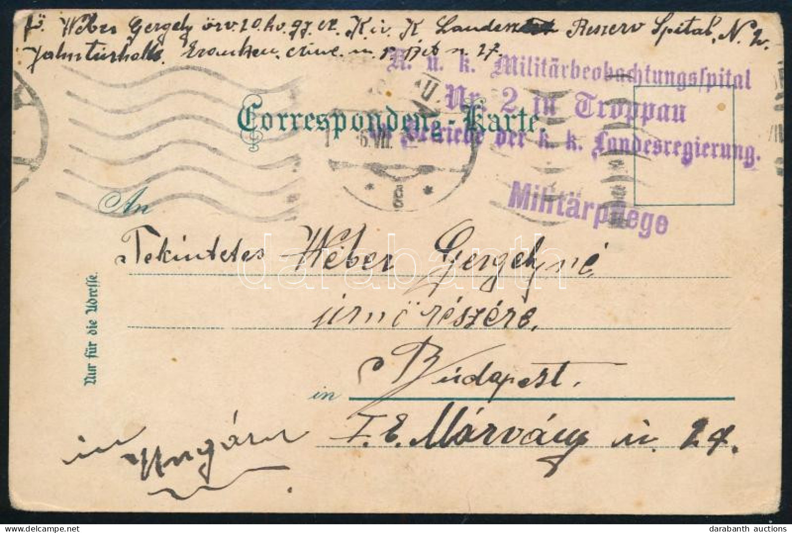 ~1918 Tábori Posta Képeslap "K.u.k. Militärbeobachtungspital Nr.2. In Troppau" - Sonstige & Ohne Zuordnung