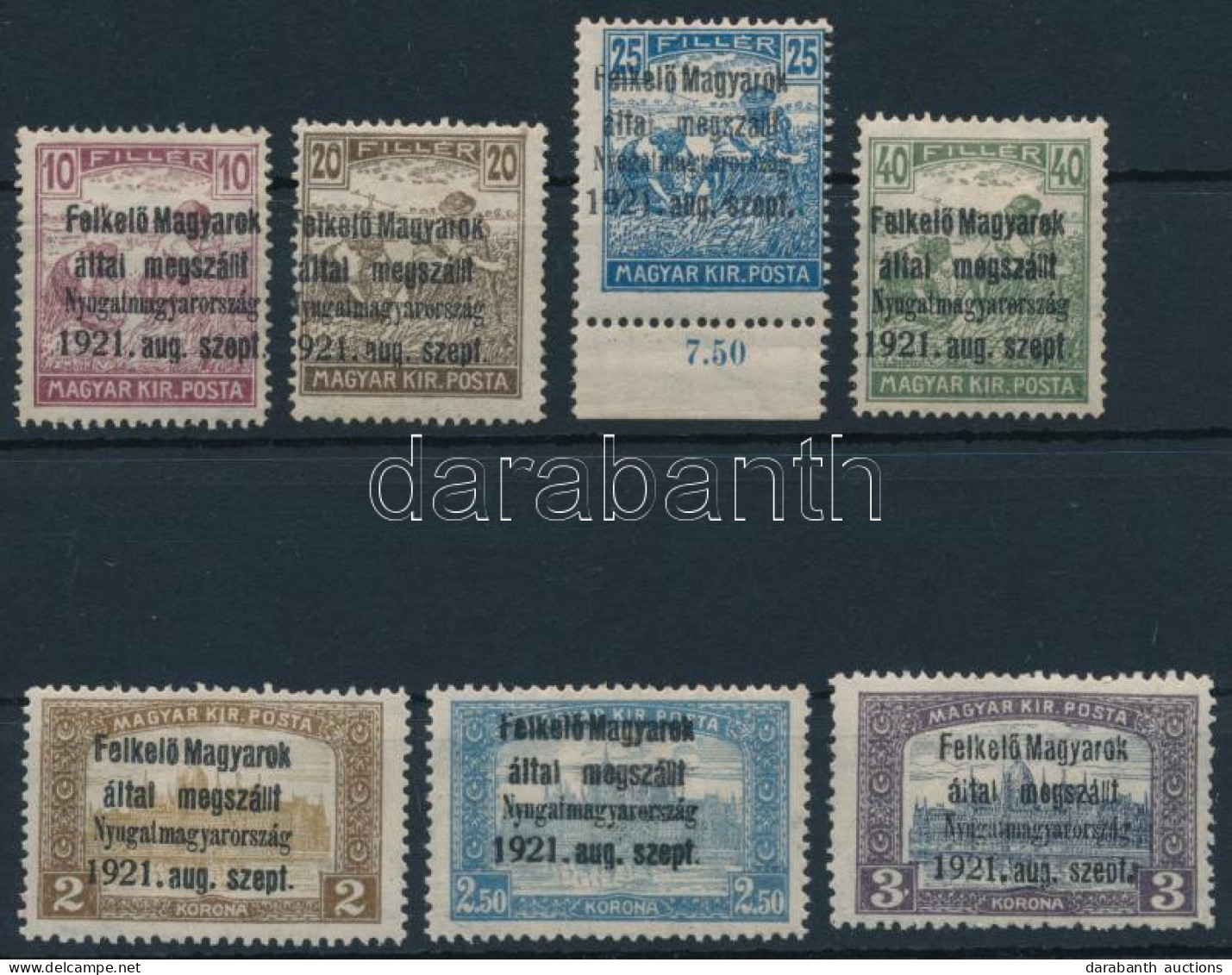 **, * Nyugat-Magyarország I. 1921 7 Klf Bélyeg Bodor Vizsgálójellel (26.225) (25f Postatiszta / MNH) - Autres & Non Classés