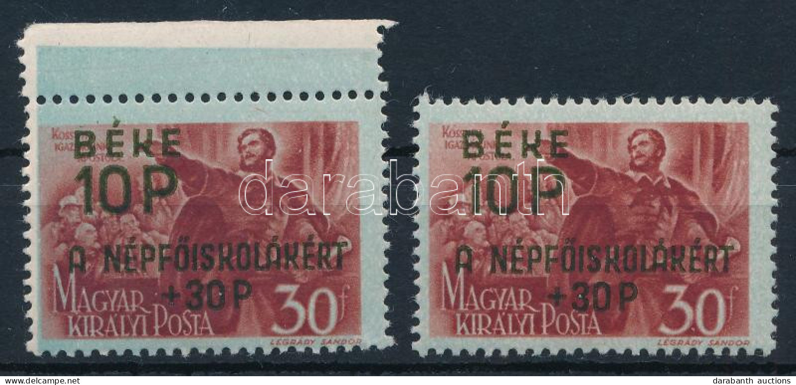 ** 1945 Béke 10P Elcsúszott Kék Alapnyomat + Támpéldány - Sonstige & Ohne Zuordnung