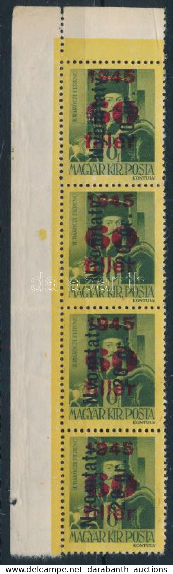 ** 1946 Betűs Nyomtatv.20gr./60f/8f ívsarki Négyescsík Fordított Felülnyomással. Összefüggésben Ritka! / Mi 870 Corner S - Altri & Non Classificati