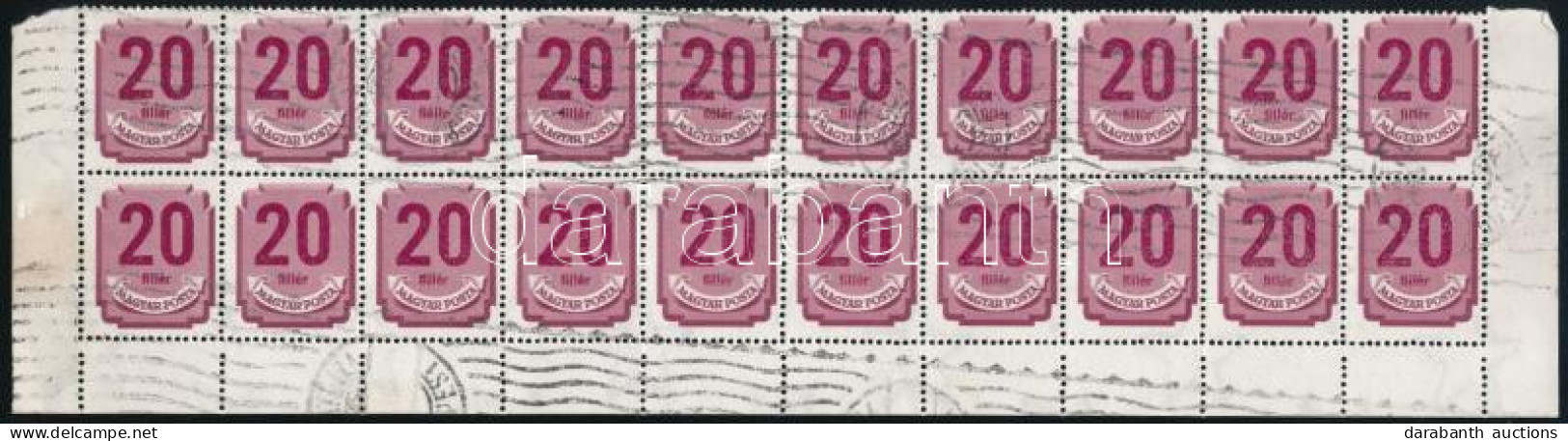 O 1950 Forint-filléres Portó II. 20f ívsarki 20-as Tömb, Benne "fiéllr" Lemezhiba - Sonstige & Ohne Zuordnung