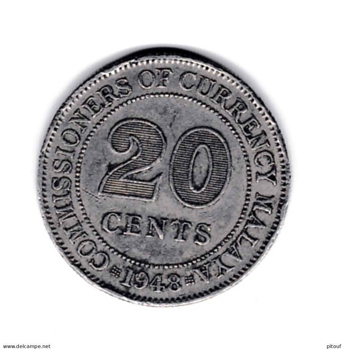 20 Cents Commissioners Of Currency Malaya (Malaisie Britannique)1948 TTB - Malaysie