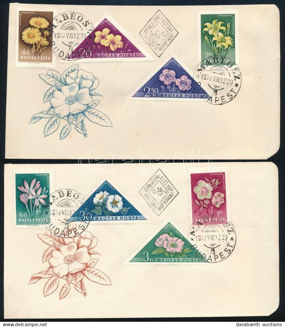 1958 Virág Sor 2 Db FDC-n "MABÉOSZ" Bélyegzéssel - Andere & Zonder Classificatie