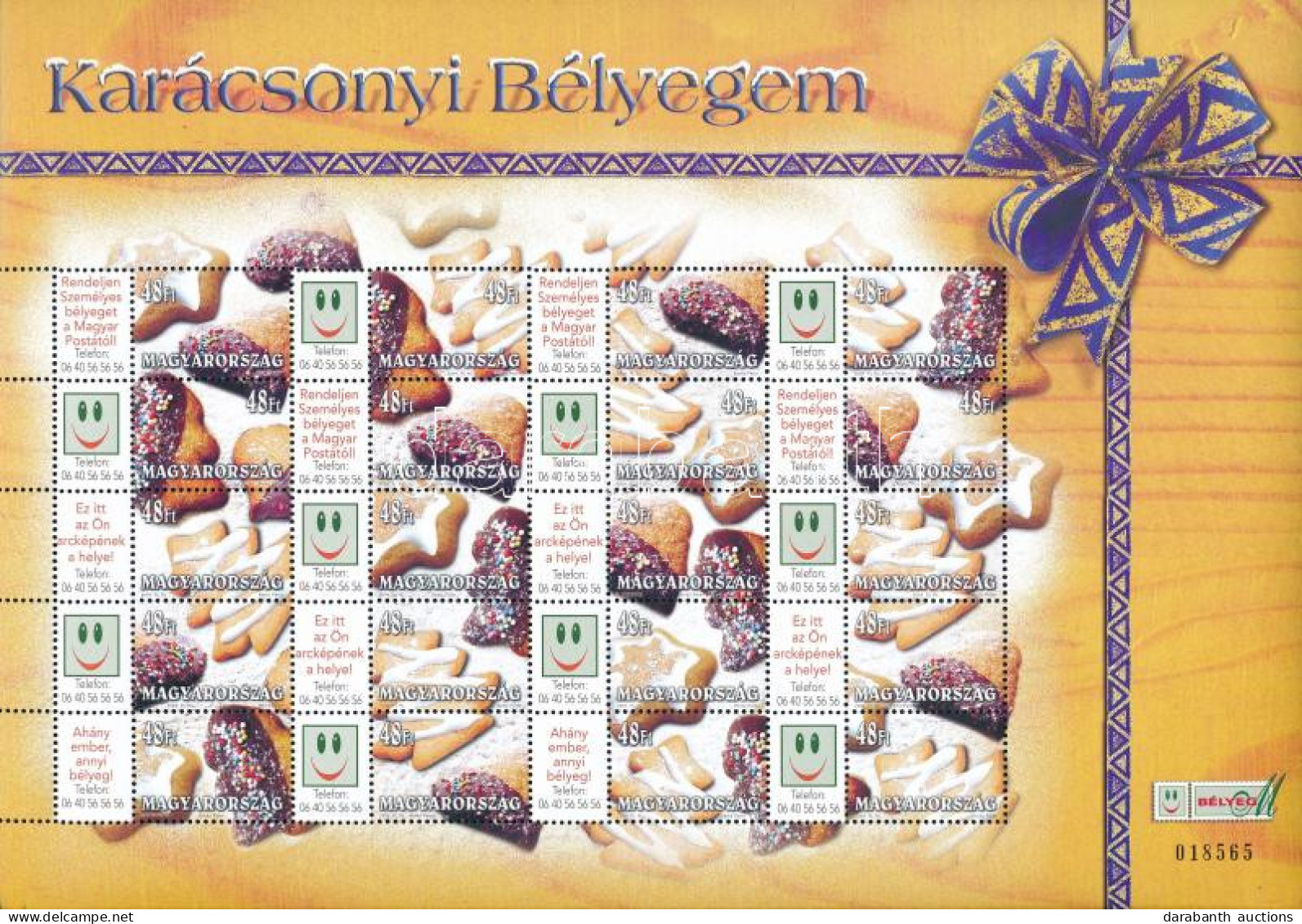 ** 2004 Karácsony Bélyegem Sütemények 3 Db Teljes ív Sorszámozott (30.000) / 3 X Mi 4962-4981 Numbered Complete Sheets - Other & Unclassified