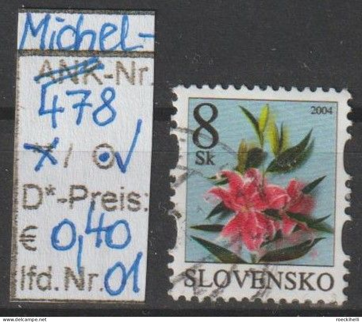 2004 - SLOWAKEI - FM/DM "Blumen - Lilie" 8 Sk Mehrf. - O Gestempelt - S.Scan (478o 01-03 Slowakei) - Oblitérés
