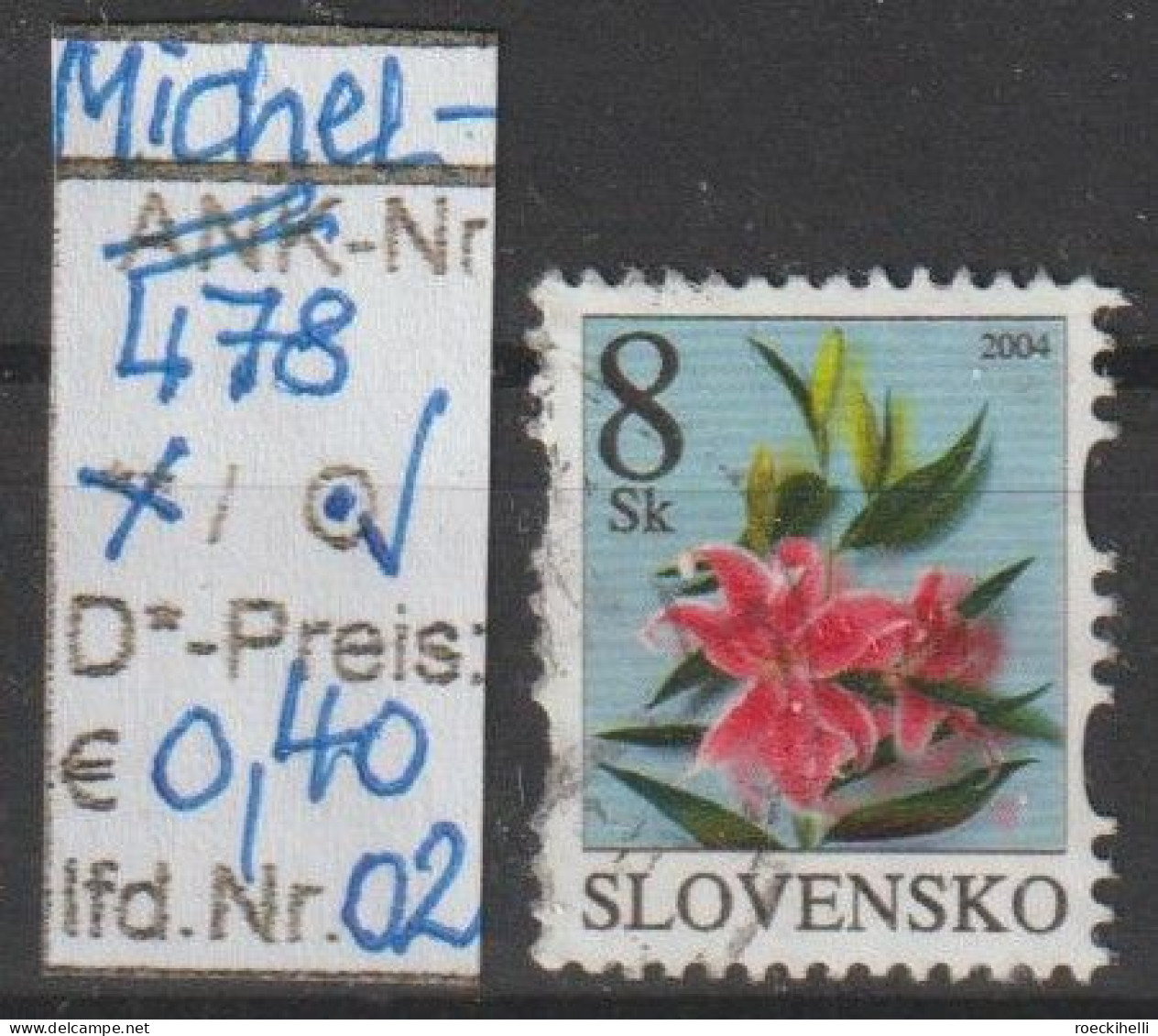 2004 - SLOWAKEI - FM/DM "Blumen - Lilie" 8 Sk Mehrf. - O Gestempelt - S.Scan (478o 01-03 Slowakei) - Gebraucht