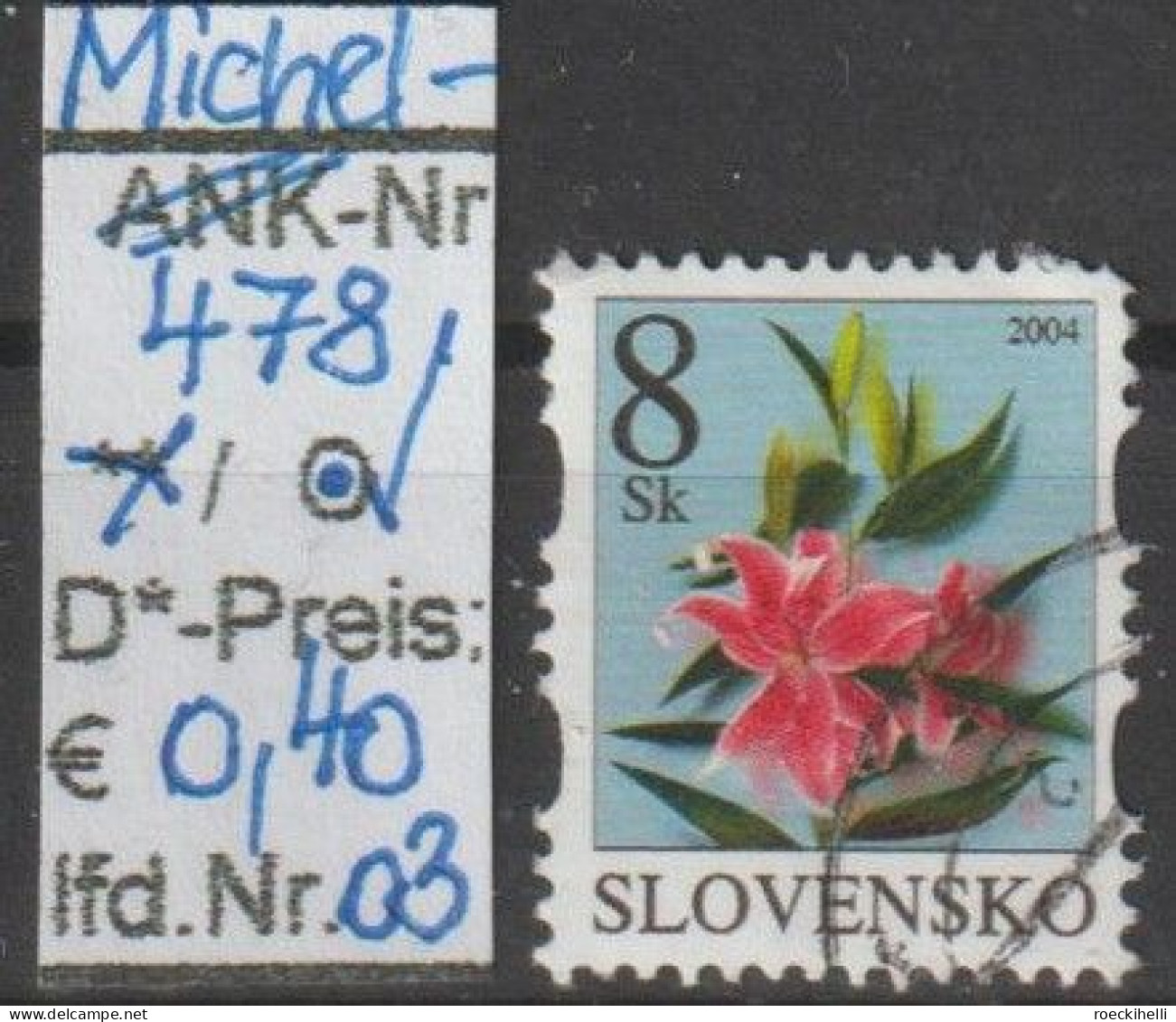 2004 - SLOWAKEI - FM/DM "Blumen - Lilie" 8 Sk Mehrf. - O Gestempelt - S.Scan (478o 01-03 Slowakei) - Used Stamps