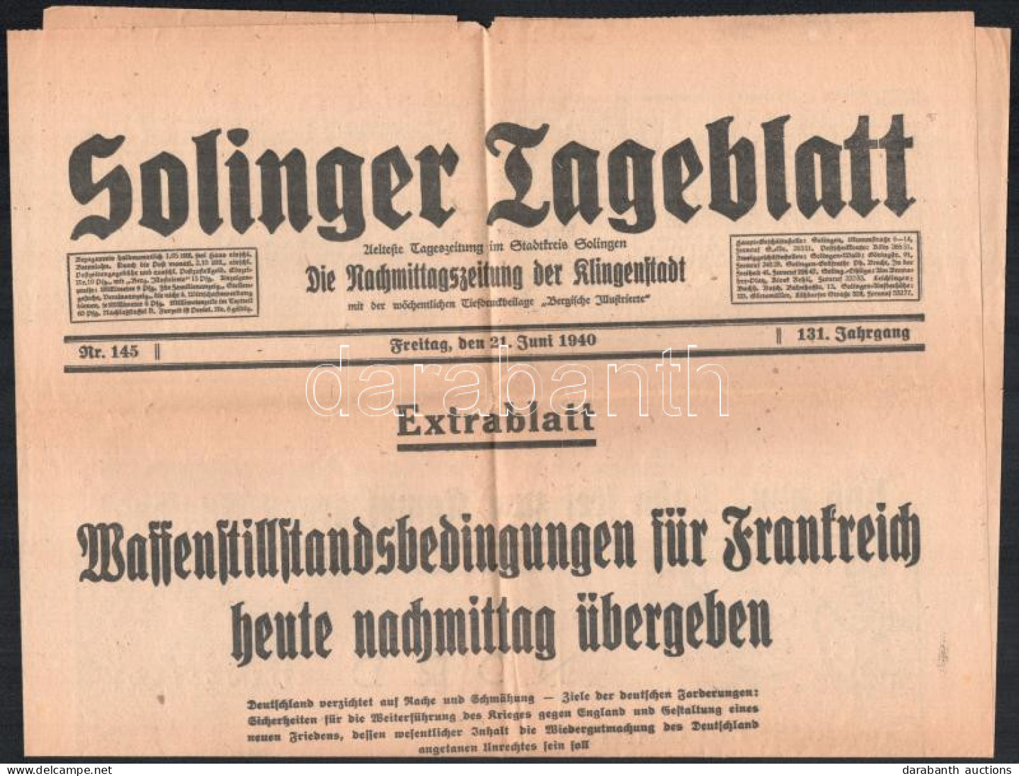 1940 Franciaország Megadja Magát A Német Birodalomnak, Soliber Tageblatt Különszáma - Otros & Sin Clasificación