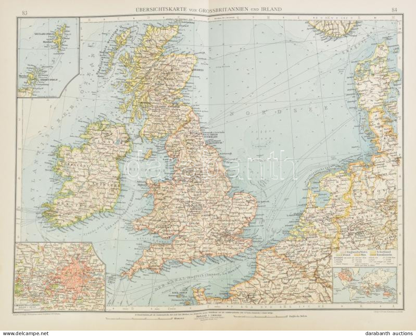 1889 Nagy-Britannia és Írország Térképe. Stiler Atlaszból, Jó állapotban 40x48 Cm - Otros & Sin Clasificación