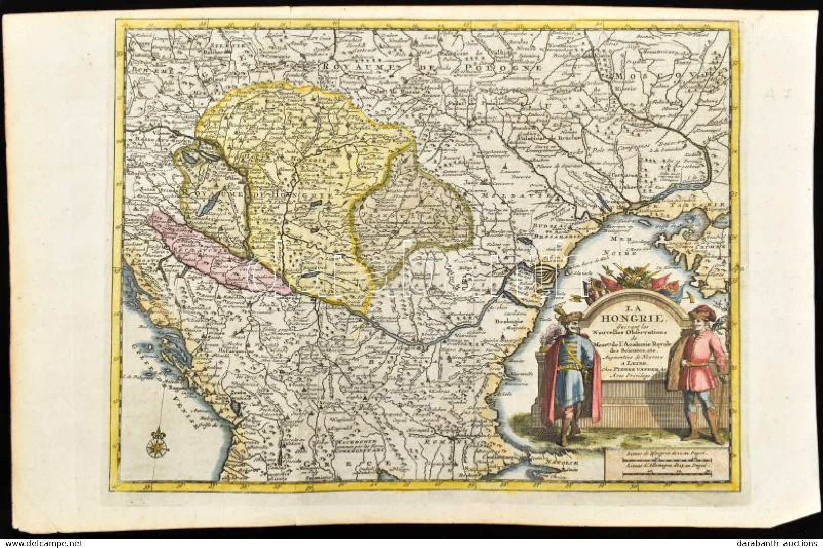 1714 La Hongrie Suivant Les Nouvelles Observations De Messrs ... Magyarország Térképe. Színezett Rézmetszet. Leide, Pier - Autres & Non Classés