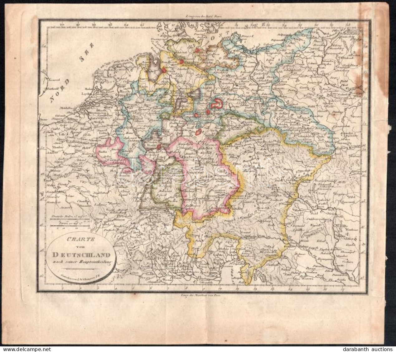 Charte Von Deutschland Nach Seiner Haupteintheilung (Gestochen Von I. N. Champion). Német államok Térképe. XIX. Sz. Első - Other & Unclassified