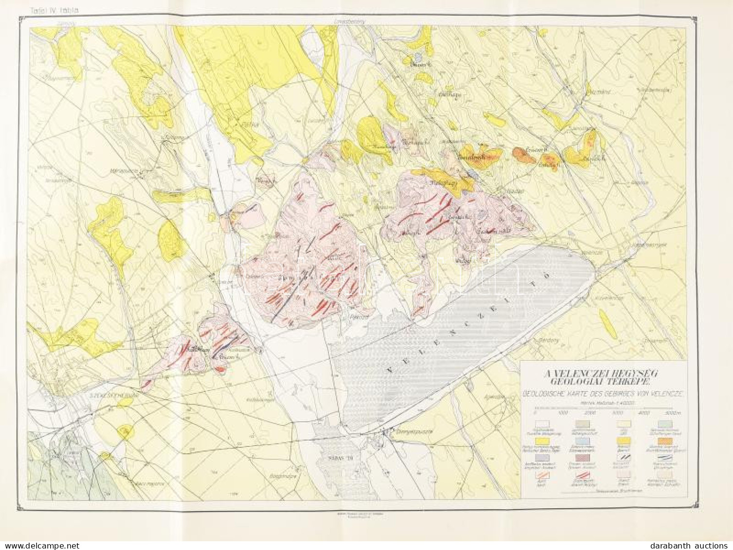 A Velencei-hegység Geológiai Térképe, 1:40 000, Kiadja: Magyar Földrajzi Intézet Rt., 50×67 Cm - Andere & Zonder Classificatie