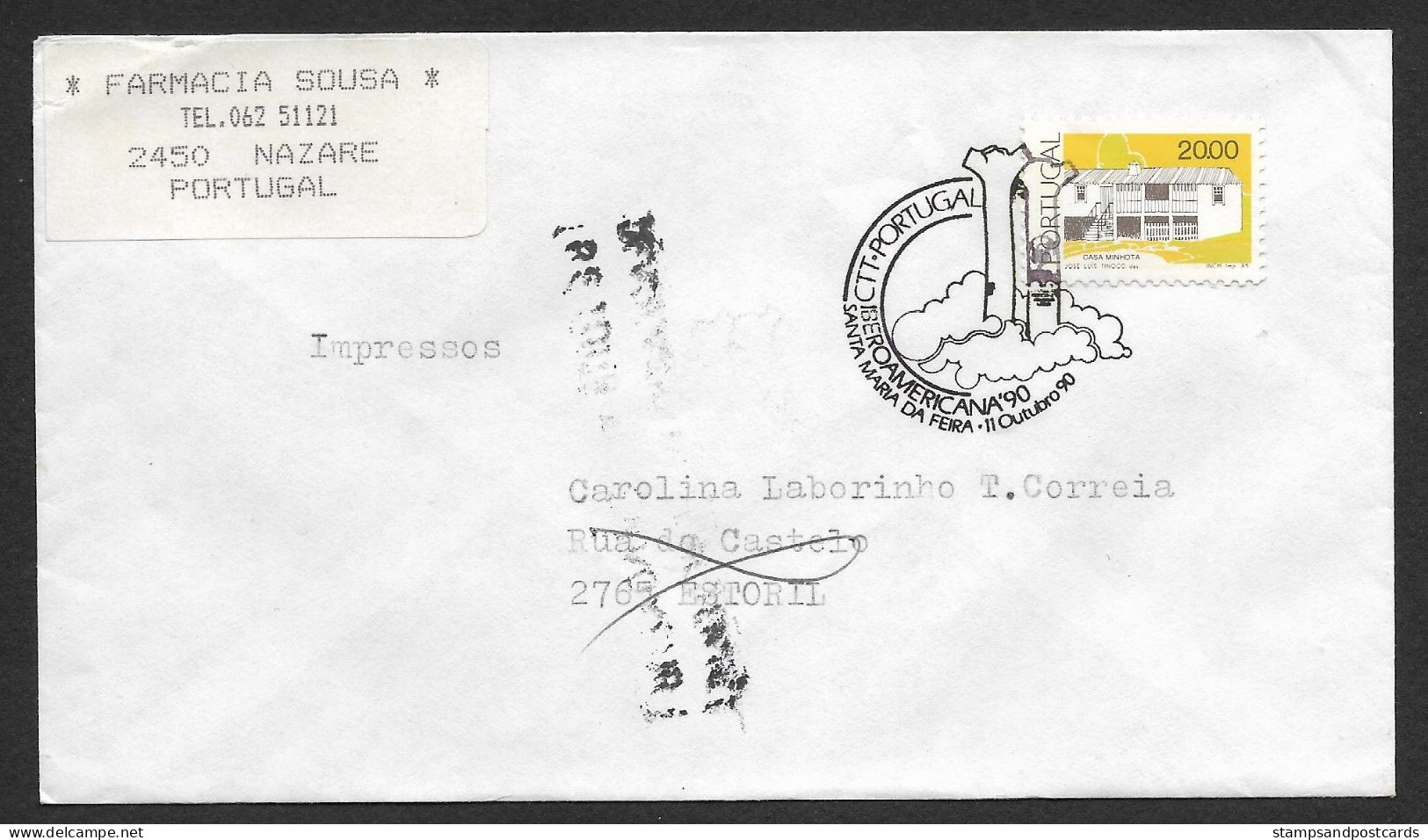 Portugal Lettre Retourné 1990 Cachet Commemoratif Expo Philatelique Santa Maria Da Feira Event Postmark Returned Cover - Postembleem & Poststempel