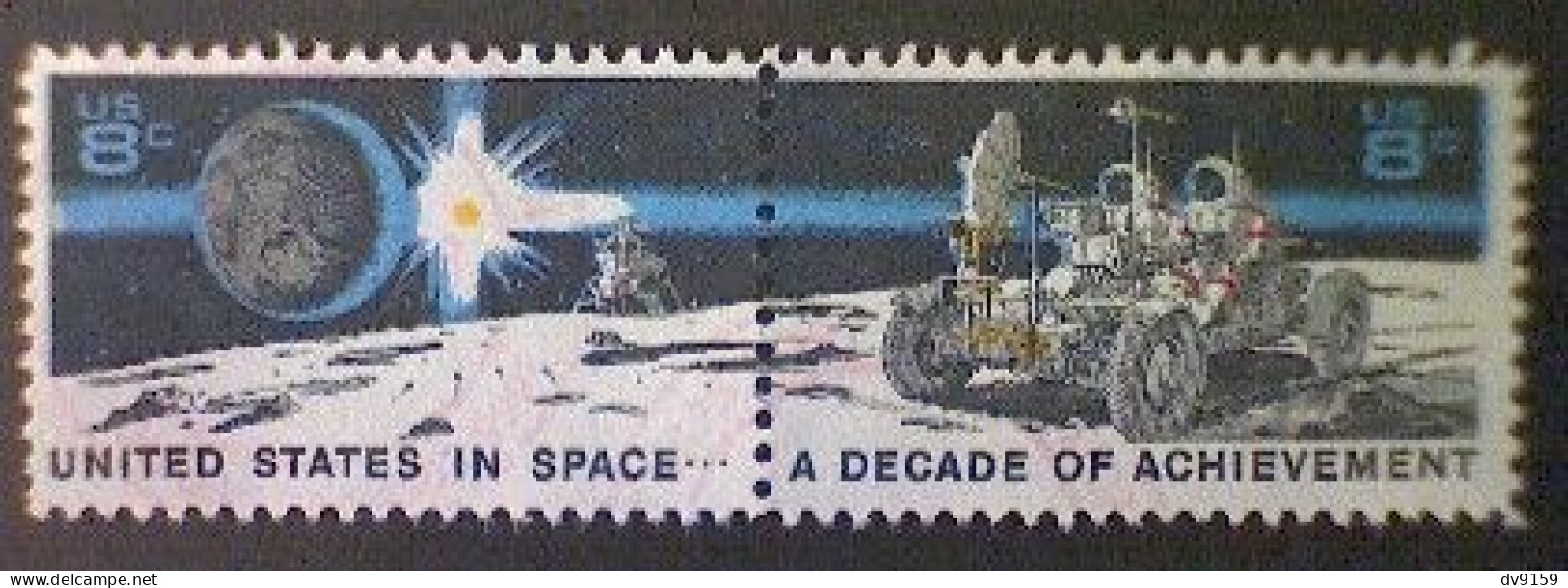 United States, Scott #1435b, Used(o), 1971, Moonscape, Continuous Pair, 8¢ - Oblitérés