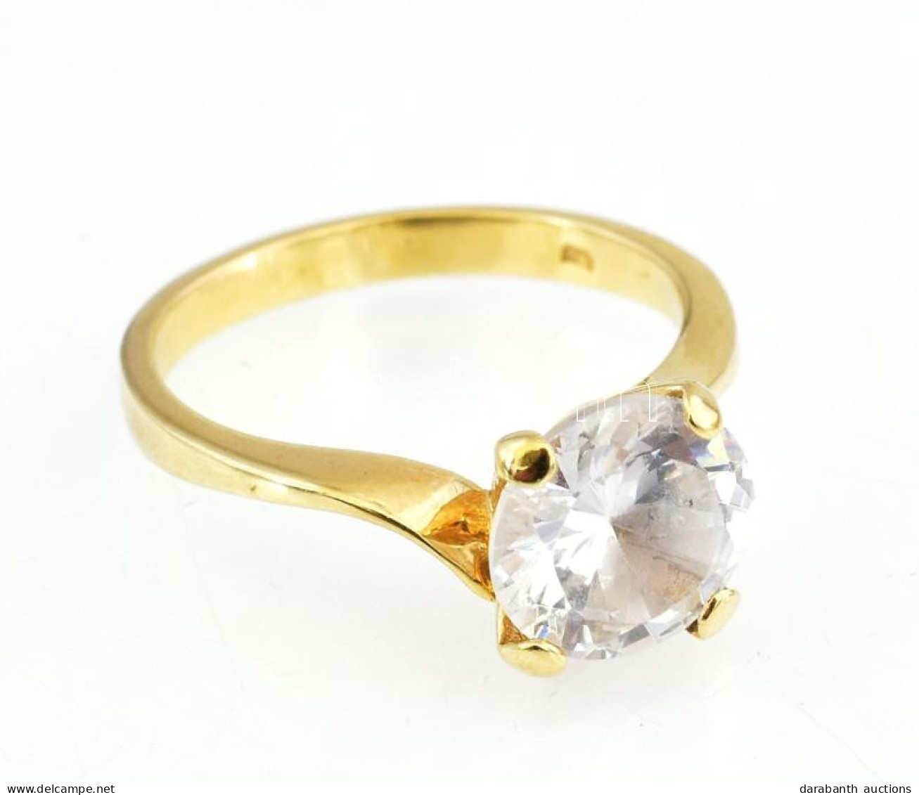 Arany (Au) 14K Szoliter Köves Gyűrű, Jelzett, Méret: 54, Bruttó: 3,9 G - Other & Unclassified