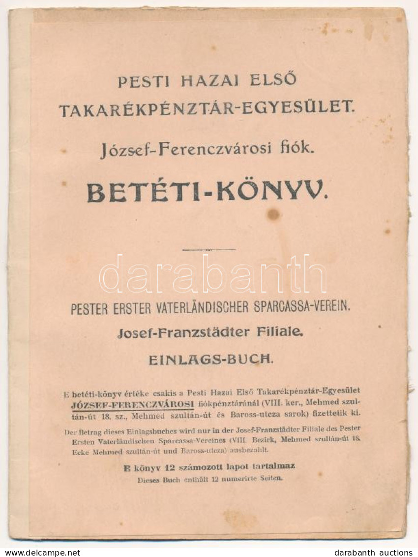 1946. "Pesti Hazai Első Takarékpénztár-Egyesület József-Ferenczvárosi Fiók" Betéti Könyve, Bélyegzésekkel Megkímélt álla - Ohne Zuordnung