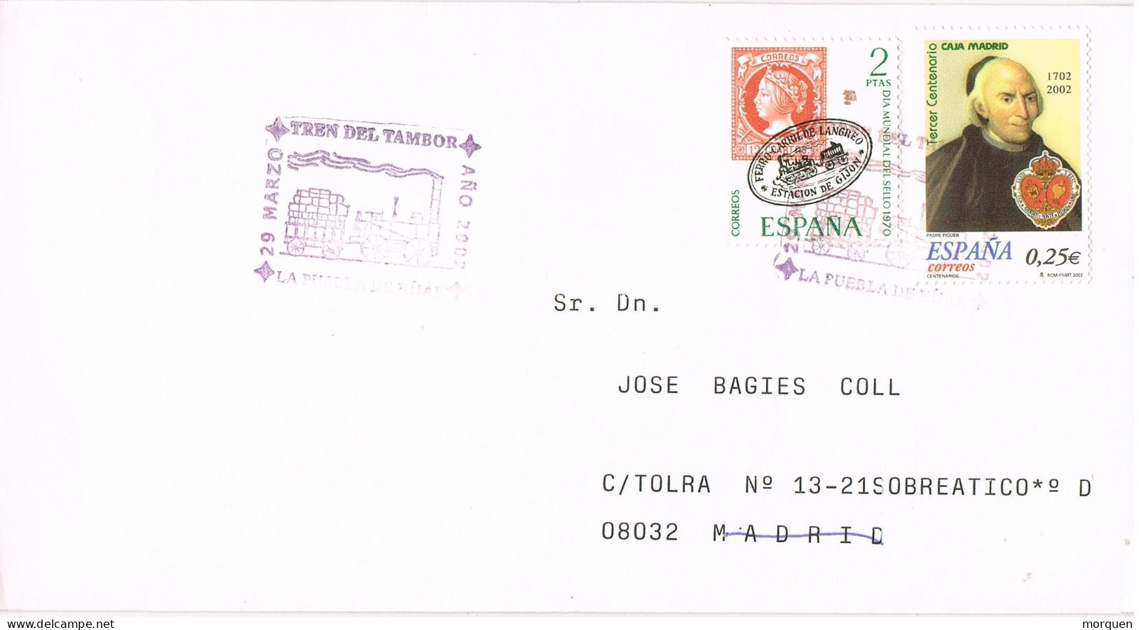 52762. Carta PUEBLA De HIJAR  (Teruel) 2002. Ferrocarril, Tren Del Tambor - Brieven En Documenten