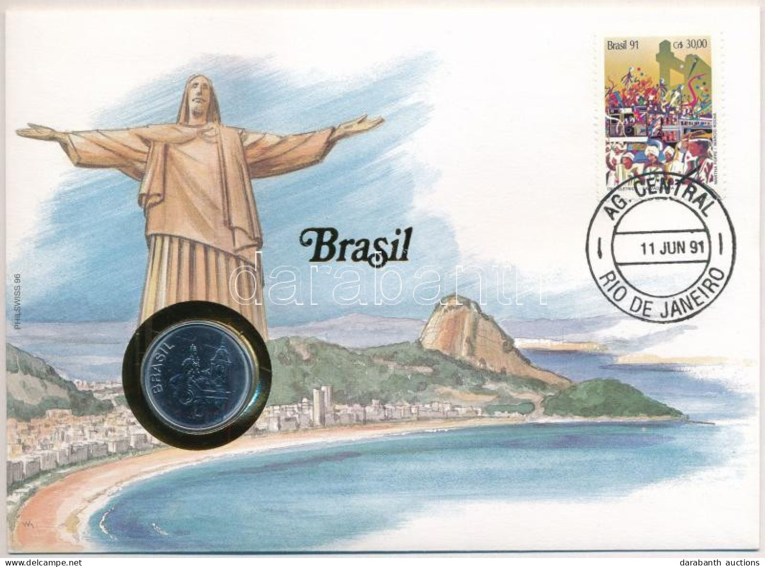 Brazília 1986. 20C Acél, Felbélyegzett Borítékban, Bélyegzéssel, Német Nyelvű Leírással T:AU Brazil 1986. 20 Cruzerios S - Unclassified