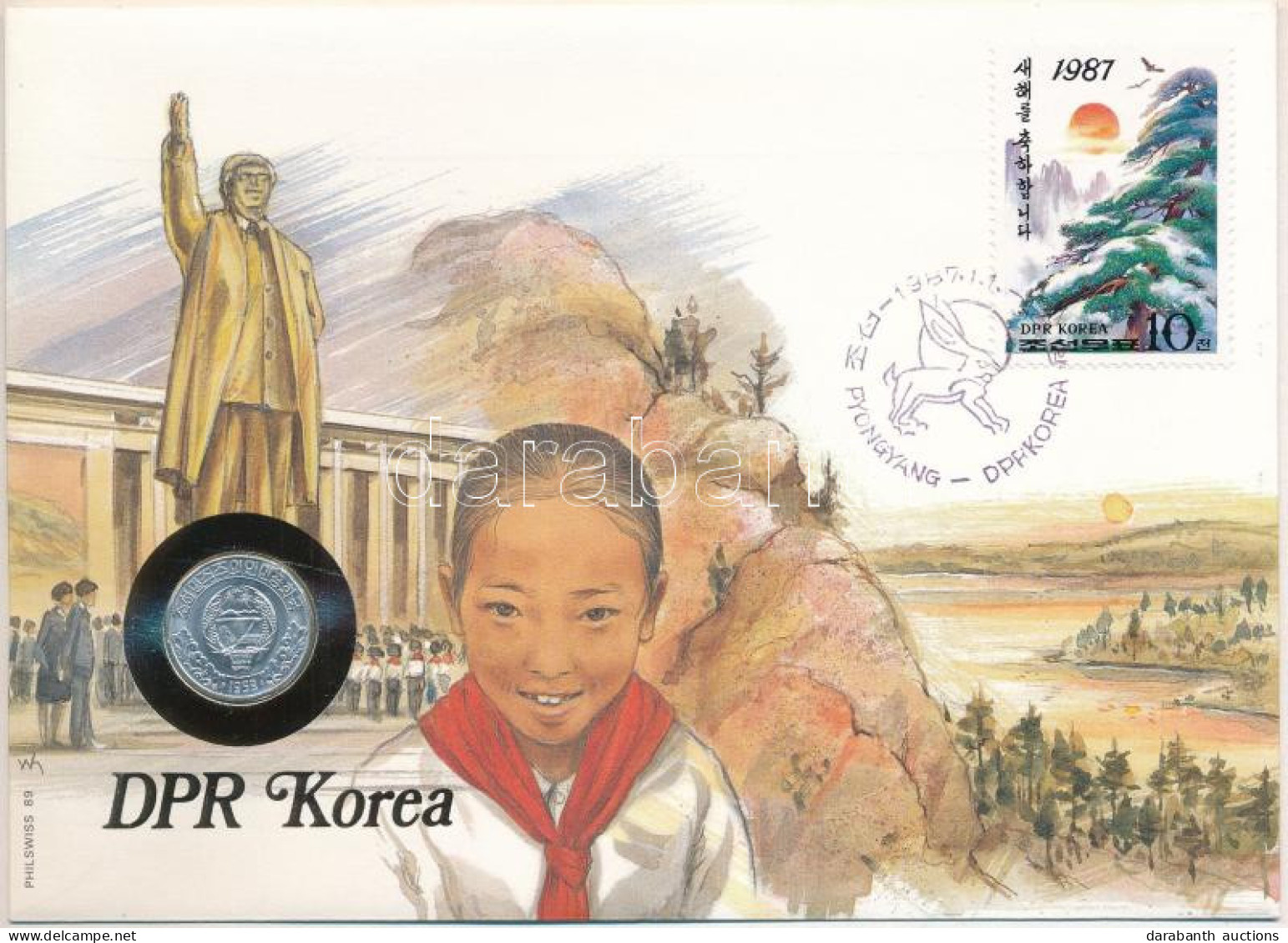 Észak-Korea 1959. 10ch Felbélyegzett Borítékban, Bélyegzéssel, Német Nyelvű Leírással T:UNC North Korea 1959. 10 Chon In - Non Classificati