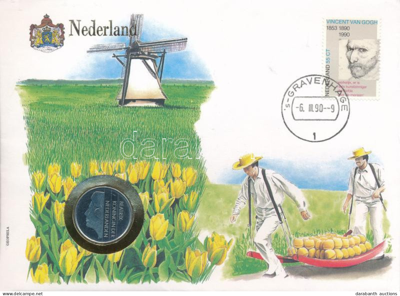 Hollandia 1989. 1G Ni Felbélyegzett Borítékban, Bélyegzéssel T:AU  Netherlands 1989. 1 Gulden Ni In Envelope With Stamp  - Unclassified