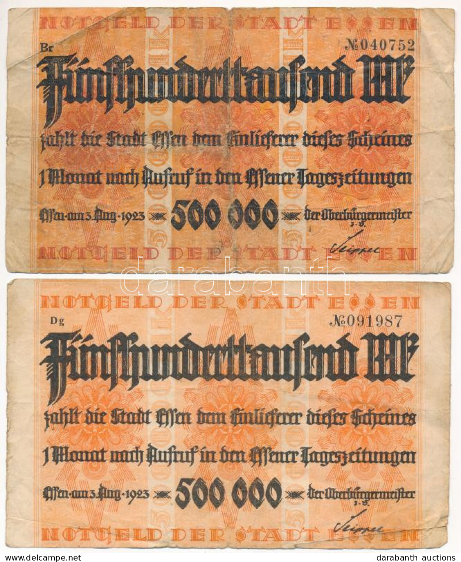 Németország / Weimari Köztársaság / Essen 1923. 500.000M (2x) T:F,VG Germany / Weimar Republic / Essen 1923. 500.000 Mar - Zonder Classificatie