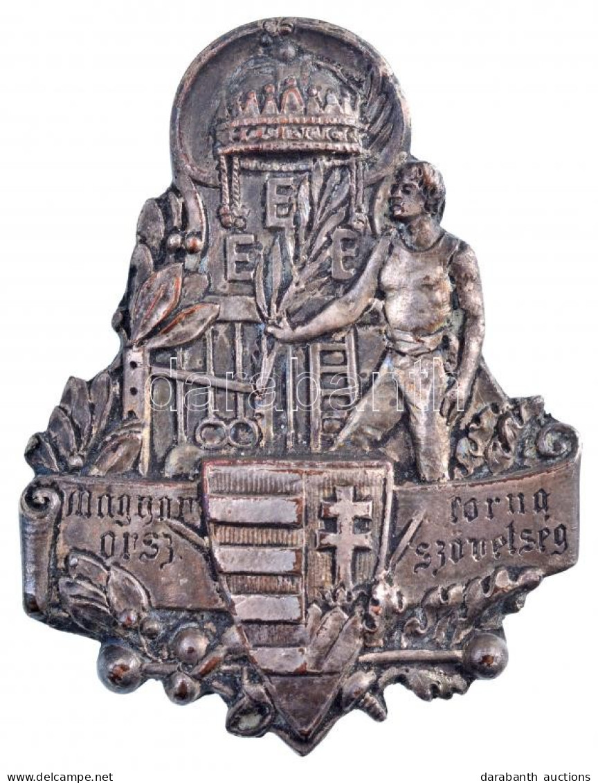 ~1900. "Magyar Országos Torna Szövetség" Ezüstözött Bronz Jelvény (53x41mm) T:2 / Hungary ~1900. "Hungarian National Gym - Non Classés