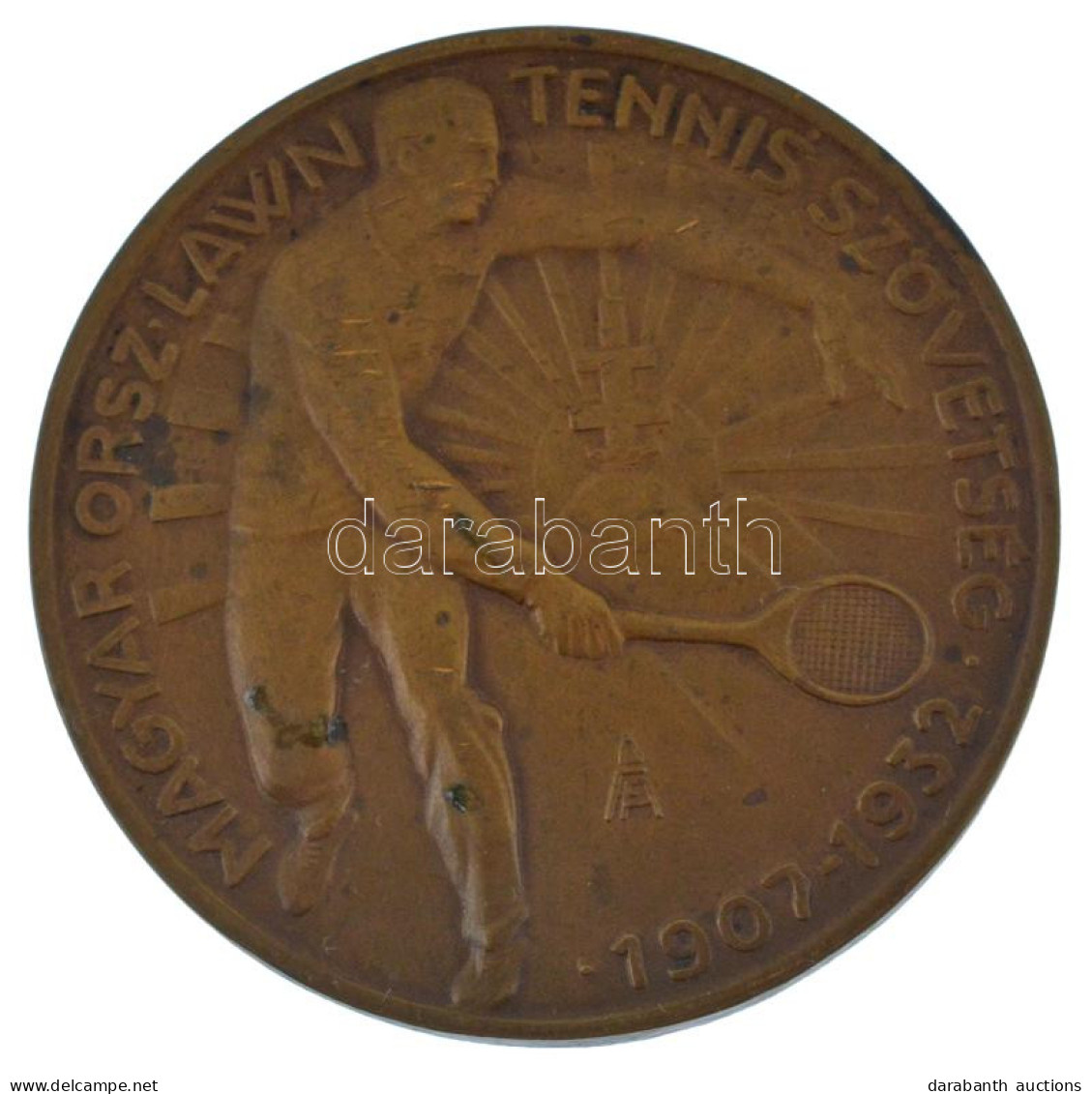 ~1932. "Magyar Országos Lawn Tennis Szövetség 1907-1932" Bronz Tenisz Emlékérem Hátoldalán "LUDVIG" Gyártói Jelzéssel. S - Ohne Zuordnung