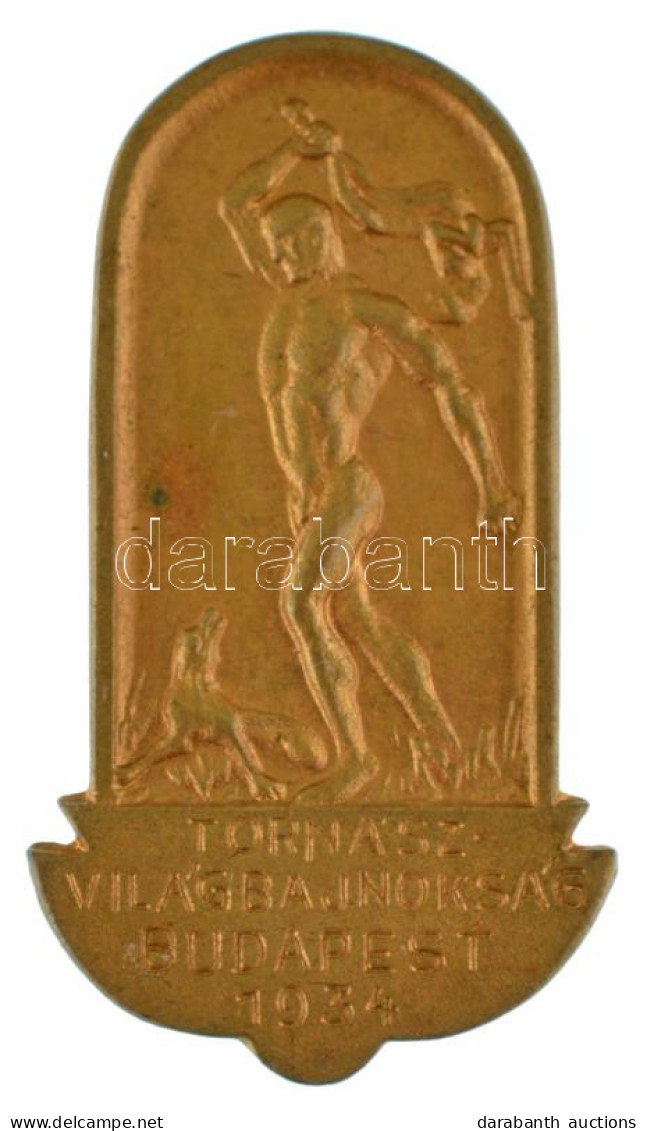 1934. "Tornász Világbajnokság Budapest 1934" Aranyozott Bronz Gomblyukjelvény "Cserkészbolt V. N Sándor U.6." Gyártói Je - Zonder Classificatie