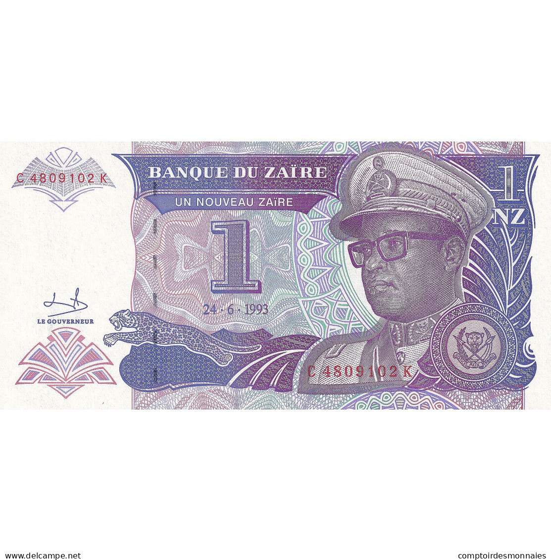 Billet, Zaïre, 1 Nouveau Zaïre, 1993, KM:52a, NEUF - Zaire