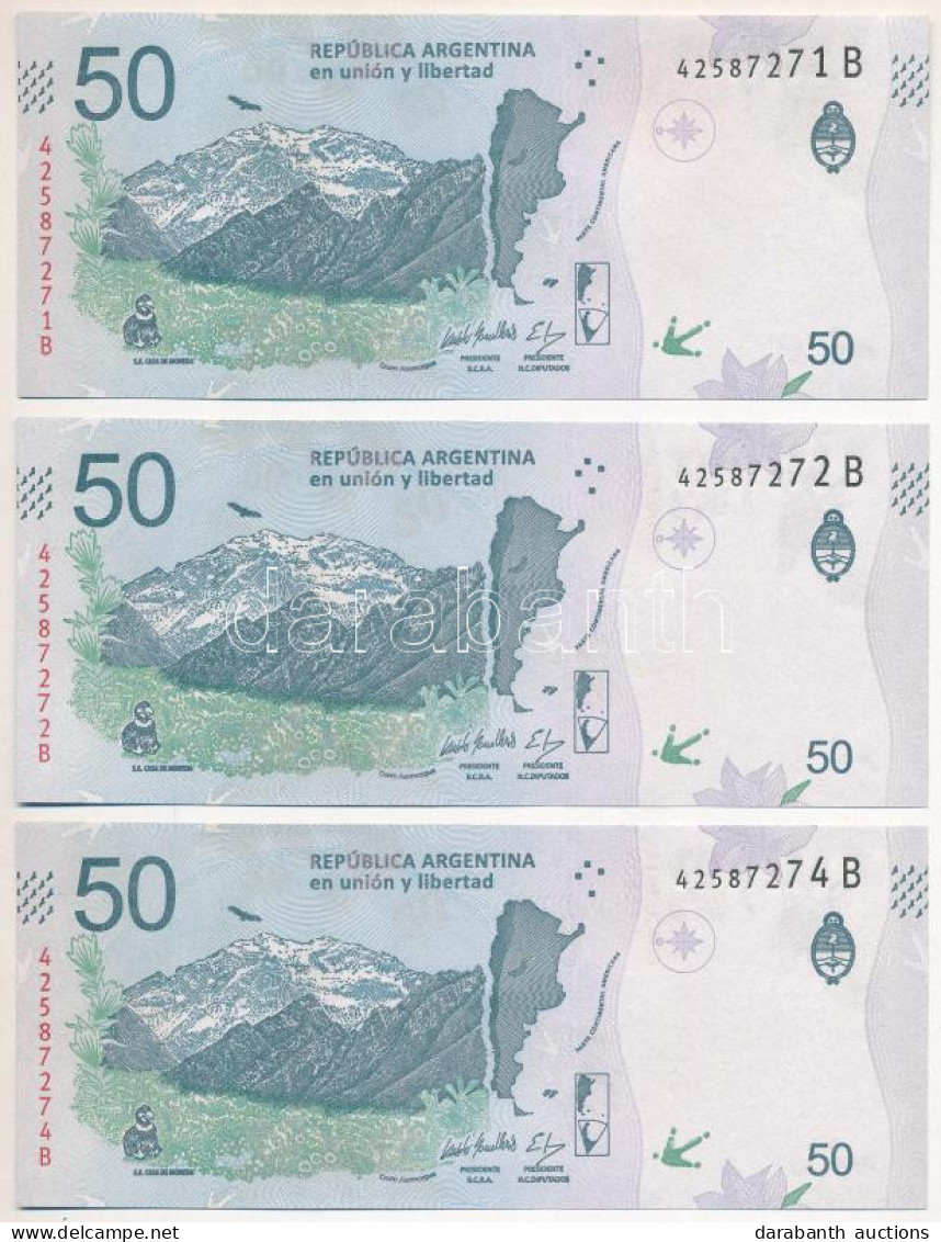 Argentína DN (2018-2020.) 50P (3db) Sorszámkövető és Egyugrásos Sorszámkövető T:UNC Argentina ND (2018-2020.) 50 Pesos ( - Non Classés