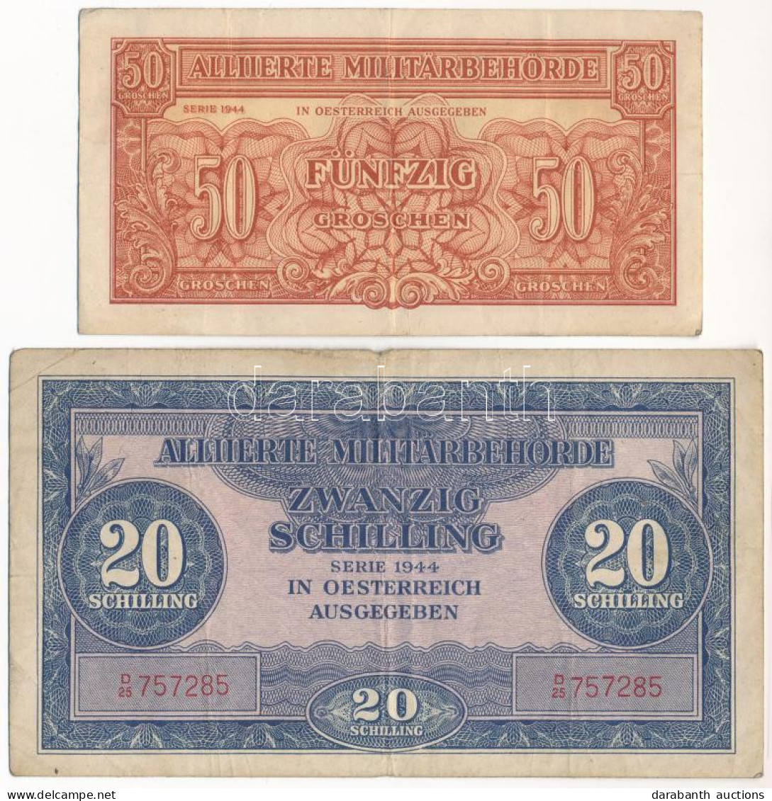 Ausztria / Szövetséges Megszállás 1944. 50gr + 20Sch T:F Austria / Allied Occupation 1944. 50 Groschen + 20 Schilling C: - Zonder Classificatie