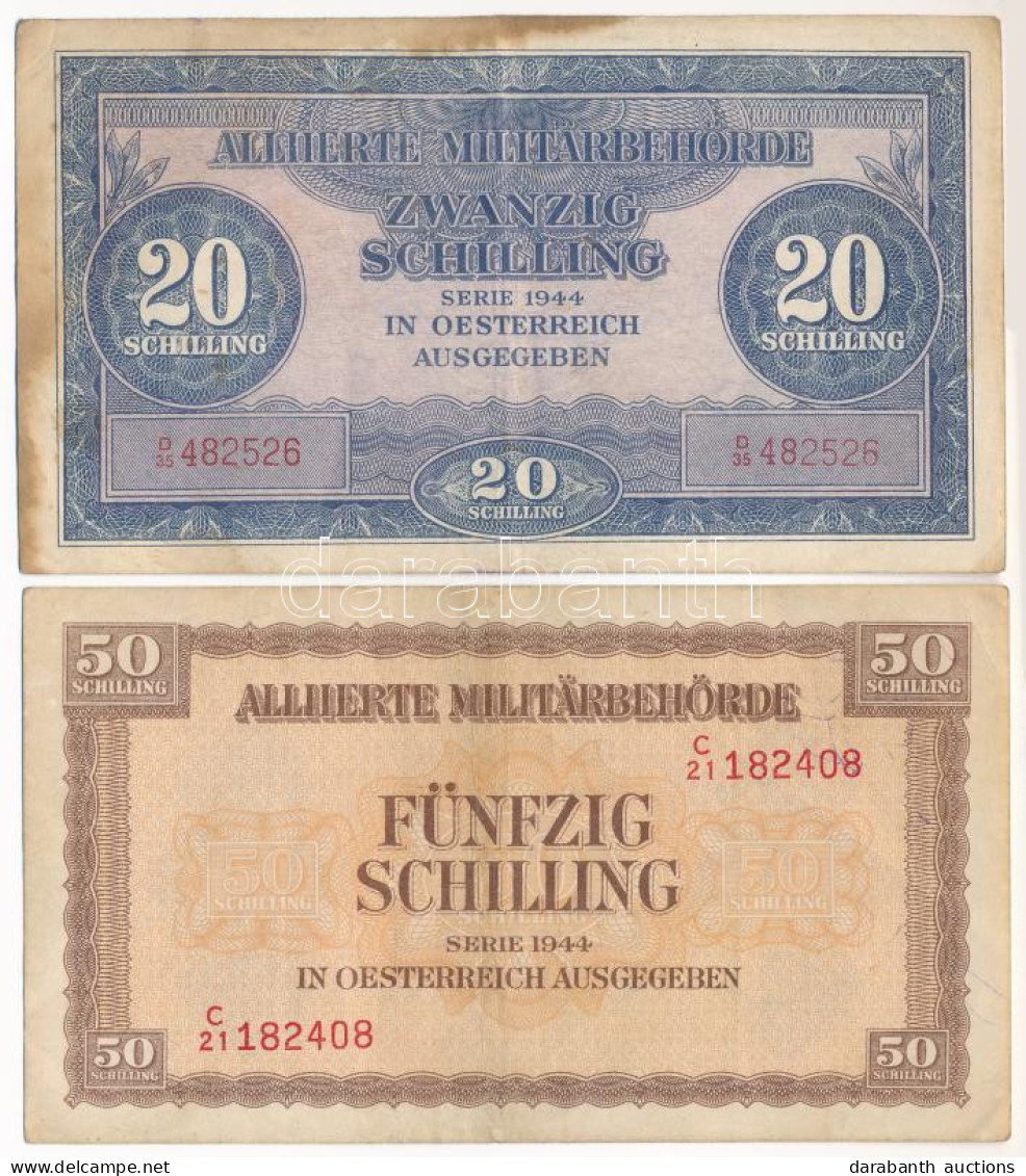 Ausztria / Szövetséges Megszállás 1944. 20Sch + 50Sch T:F Fo. Austria / Allied Occupation 1944. 20 Schilling + 50 Schill - Unclassified