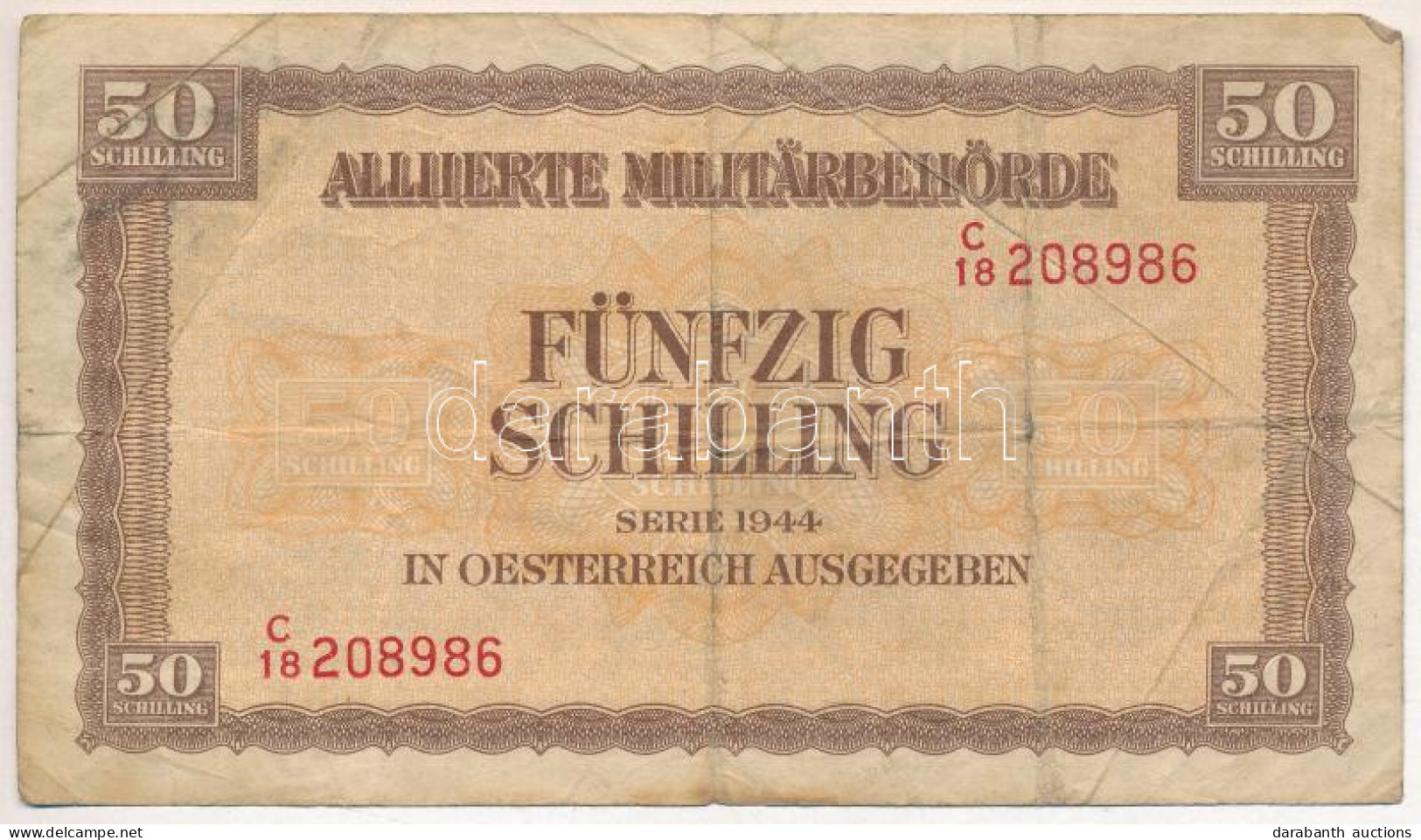 Ausztria / Szövetséges Megszállás 1944. 50Sch T:F Austria / Allied Occupation 1944. 50 Schilling C:F  Krause P#109 - Non Classificati