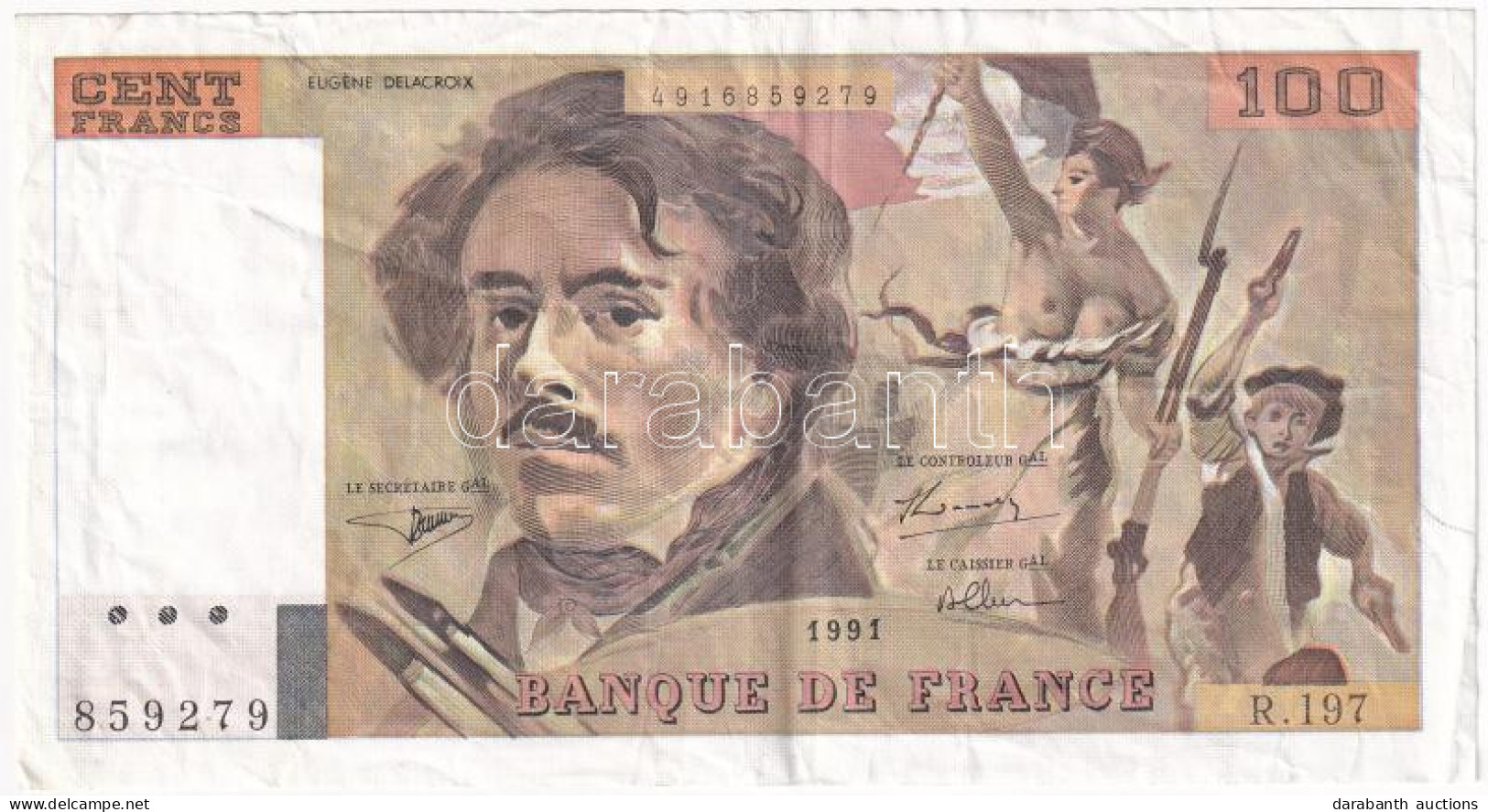 Franciaország 1991. 100Fr T:F Szép Papír  France 1991. 100 Francs C:F Fine Paper  Krause P#152 - Sin Clasificación